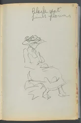 Skicář - Hotel Granite Shore, Rockport, strana 155: Sedící žena s poznámkami