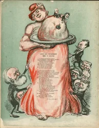 Máslový talíř, číslo 195, satirický v barvách