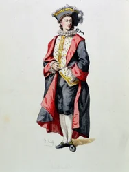 Lelio čerpá z „Masques et bouffons“ (italská komedie), text a kresby Maurice Sanda (1823-1890), rytiny A. Manceau, předmluva Georges Sand, Paříž, Michel Levy Freres