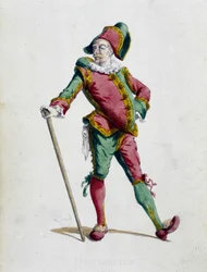 Polichinelle - v „“ Masques et bouffons““ (italská komedie), text a kresby Maurice Sand, lepty A. Manceau, předmluva Georges Sand, Paris, Michel Levy Freres