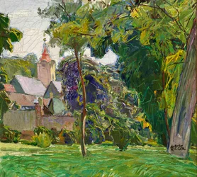 August Rieger parková krajina s kostelem