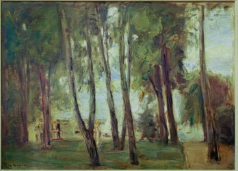 Umělcova zahrada v Berlíně-Wannsee, v pozadí
