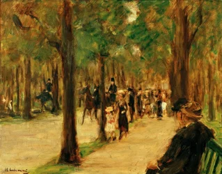 Promenáda v zoo s chodci a koněm