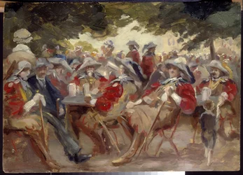 Radování (Merrymaking). Malba Maxe Liebermanna (1847-1935), olej na dřevě. Německé umění, konec 19.-20. století, impresionismus. Státní muzeum výtvarných umění A. Puškina, Moskva.