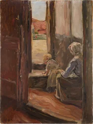 První krok (Matka a dítě, malá skica)