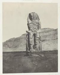 Gournah, Monolitický kolos Amenofta III; Théby, deska 56 z alba "Egypte, Nubie, Palestine et Syrie" (1852)