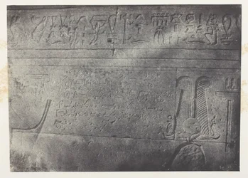 Velký Isidin chrám ve Filó, démotický nápis; Núbie, deska 76 z alba "Egypte, Nubie, Palestine et Syrie" (1852)