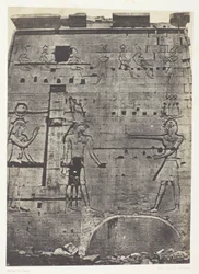 Velký Isidin chrám ve Filó, druhý pylon; Núbie, deska 74 z alba "Egypte, Nubie, Palestine et Syrie" (1852)