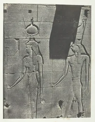 Kalabscheh, Sochy ze zadní fasády chrámu, Nubia, 184951, vytištěno 1852.