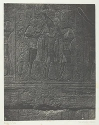 Palác Karnak, vnější sochy žulové svatyně, Théby, 184951, vytištěno 1852.