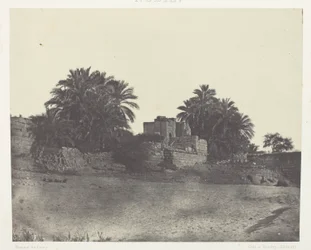 Ruiny římského opevnění, Philoe; Núbie, deska 71 z alba "Egypte, Nubie, Palestine et Syrie" (1852)