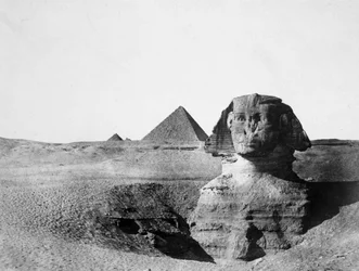 Velká sfinga a pyramidy v Gíze, Egypt, 1852