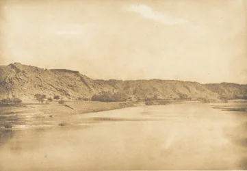 Pohled pořízený jihovýchodně od Philae - vesnice El-Bâb, 1849-50.
