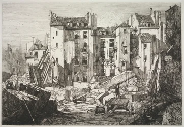 Demolice pro otevření Rue des Écoles, 1862.