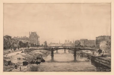 Paříž, pohled z mostu Concorde, 1866.