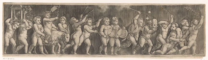 Frisian s průvodem putti