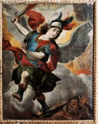 Obraz "Archanděl Saint Michael" od Melchora Pereze de Holguin (1665-1724)