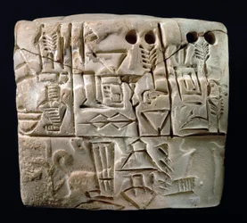 Raně piktografická klínopisná tabulka, Mezopotámie, Uruk, asi 3100-2900 př. n. l.