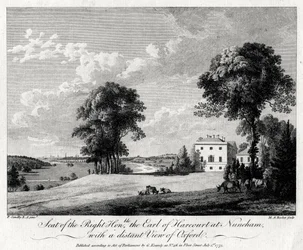 Sídlo ctihodného hraběte z Harcourt v Nunehamu, s dalekým výhledem na Oxford, 1775.