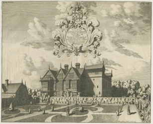 Madeley Manor House: rytina, nd [c 1686] (tisk)