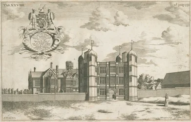 Tixall Hall and Gatehouse: mědirytina, nd [1686] (tisk)