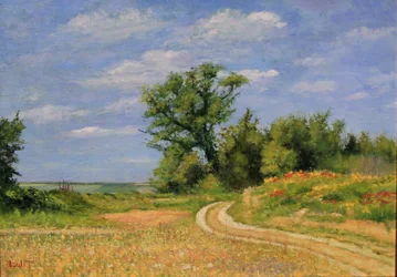 Venkovská cesta příroda olej, 2017 (olej na plátně)
