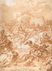 Alegorie srovnávající hudbu a poezii, 1740.