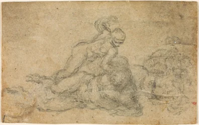 Michelangelo - David a Goliáš. Verso Rukopisné architektonické studie, ca. 1550-1556, I, 32a
