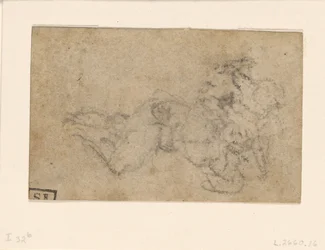 Michelangelo - David a Goliáš. Verso Rukopisné architektonické studie, ca. 1550-1556, I, 32b