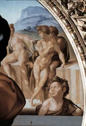 Tondo Doni: Svatá rodina se svatým Janem Křtitelem, detail - 1504-06 (olej na panelu)