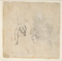 Dvě velmi nepatrné skici sedících postav, c1490-1560