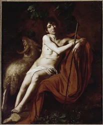 Saint John the Baptist (St John Baptist) Malba Michelangela Merisi dit Caravaggio ou il Caravaggio (1571-1610) 1609-1610 Rozměr 1,59x1,24 m Řím Galleria Borghese
