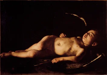 Spící Amor, 1608, v. 71 x 105 cm, Florencie, Palazzo Pitti, Galleria Palatina
