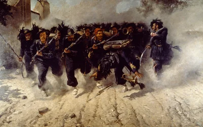 Bersaglieri Charge na Porta Pia, Michele Cammarano (1835-1920), olej na plátně, 290x472 cm