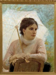 Portrét Gabrielly Coujere, manželky umělce. Obraz Michele Gordigiani (1830-1909)
