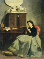 Manželské čtení Michele Gordigiani (1830-1909), olej na plátně, 45x34 cm