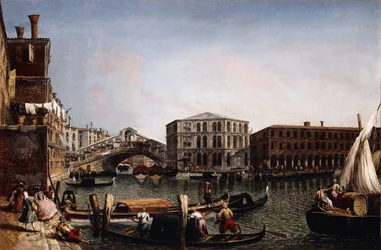 Most Rialto, Benátky s Fondaco dei Tedeschi v popředí,