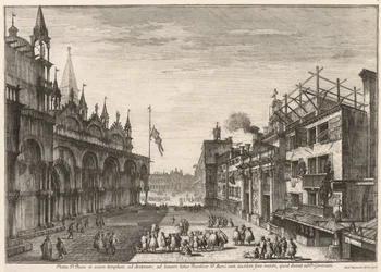 Pohledy na Benátky: Piazzetta S. Basso, 1741.