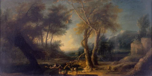 Skalnatá krajina, asi 1730 (olej na plátně)