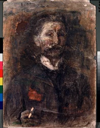 Autoportrét (Autoportrét) - Dílo Michaila Alexandroviče Vrubela (Vrubel) (1856-1910), uhel, pastel a sangvinik na kartonu