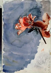The Red Azalea (Red Azalea) - umělecké dílo Michaila Alexandroviče Vrubela (Vrubel) (1856-1910) akvarel na papíře
