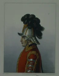 Přilba jezdeckého pluku Life Guard v letech 1764-1796, počátek 40. let 19. století