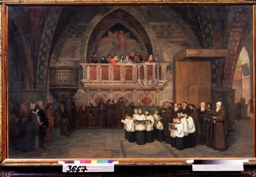 ""Nešpory v kostele sv. Františka z Assisi, Itálie"" Obraz Michaila Petroviče Botkina (1839-1914) 1871 Státní Treťjakovská galerie, Moskva