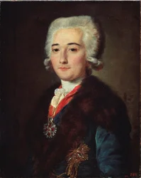 Portrét hraběte Alexandra Dmitrieva Mamonova (Dmitrieff Mamonoff) (1758-1803), oblíbence Kateřiny II z Ruska (1729-1796). Obraz Michaila Šibanova (?-po 1789), olej na plátně