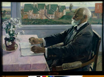 Portrét fyziologa, psychologa a lékaře Ivana Petroviče Pavlova - obraz Michaila Vasiljeviče Nesterova (1862-1942), olej na plátně
