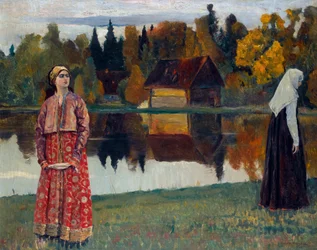 ""Pres du lac"" (U jezera) Peinture de Michail Nesterov (1862-1942)