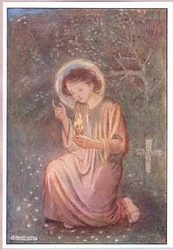 Klekl si na orosenou trávu (barva litho)