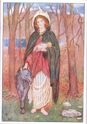 Svatá Bridget z pláště (barevné lito)