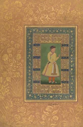 Portrét Zamana Baig, Mehbat Khan, Folio z alba Shah Jahan, Recto: Ka. 1610. Tvůrci: Mir 