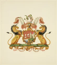 Arms of the City of Bristol, cca 1830 (tužka a akvarelový papír)